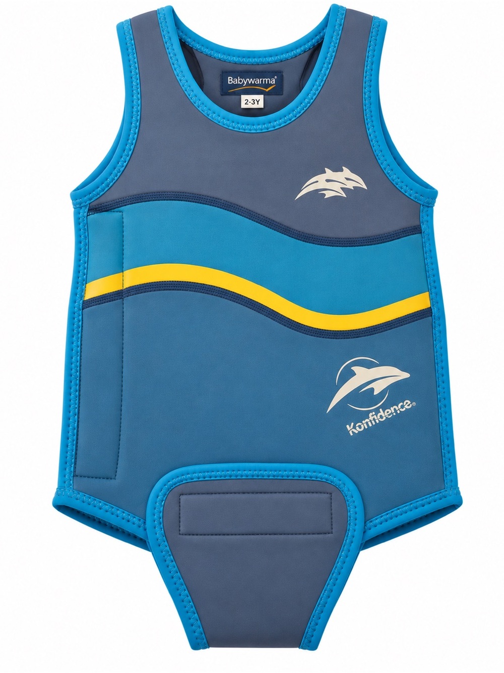 Babywarma Konfidence Blue & Yellow Kids Swim Rashguard Vest - 12-24M